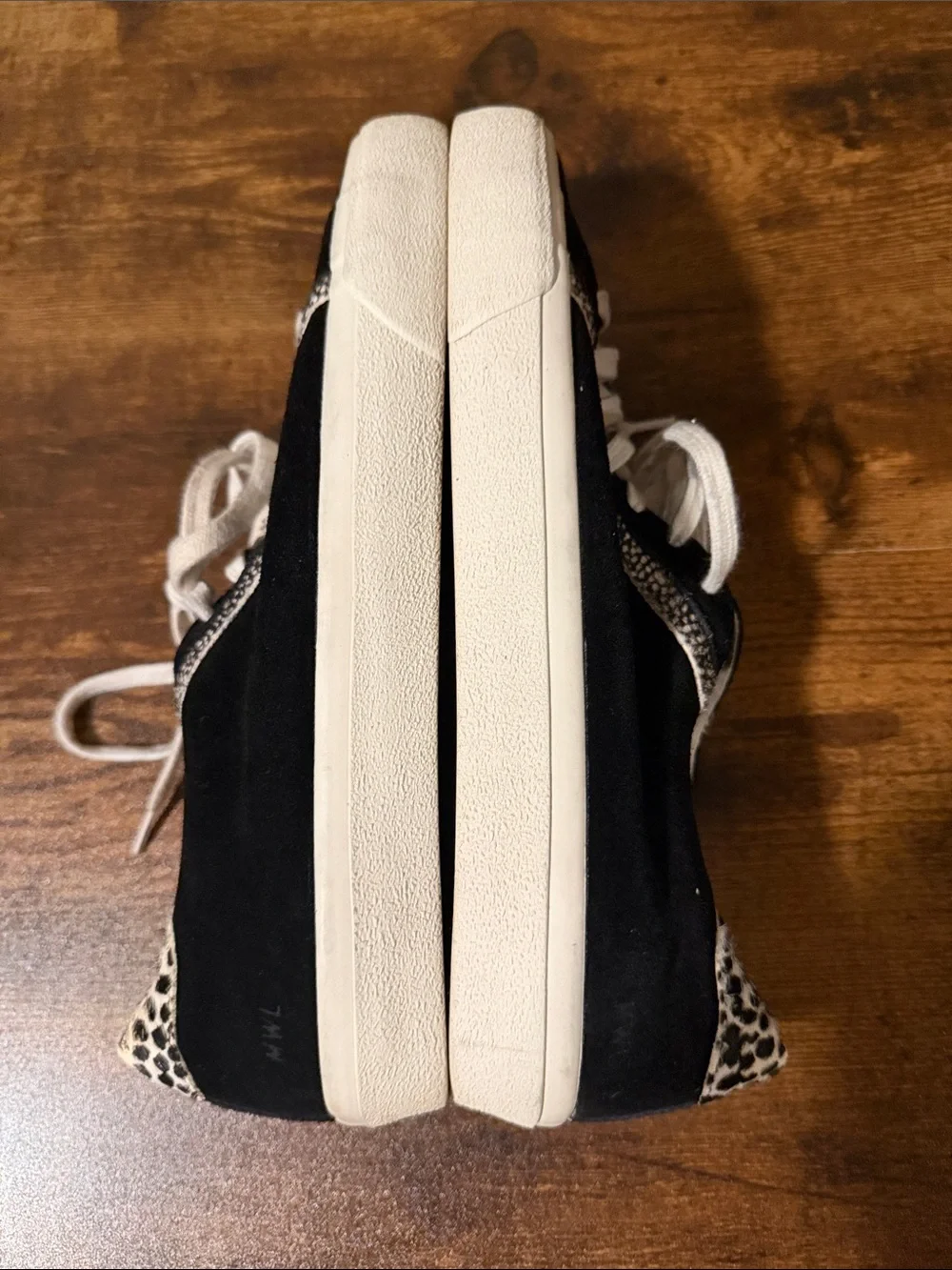 Madewell Black Suede Lace-Up Sneakers with Leopard Accent